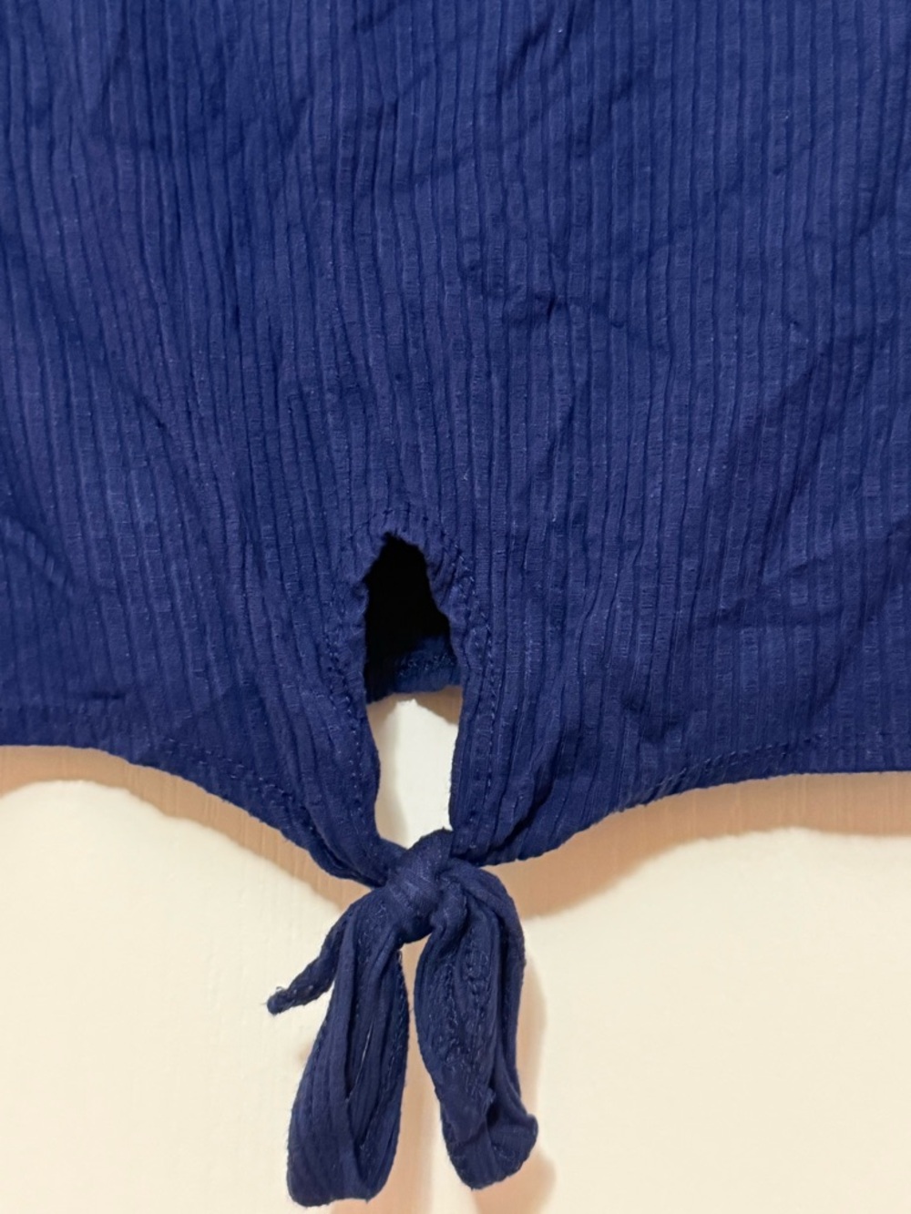 Copper Key Navy Ribbed Knit Top with Tie Front - Picture 2 of 4